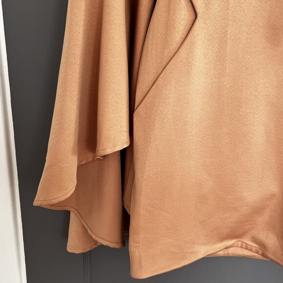 Runaway The Label Beige Mini Dress Long Bell Sleeves V-Neck Pockets Size Small S - Picture 6 of 11